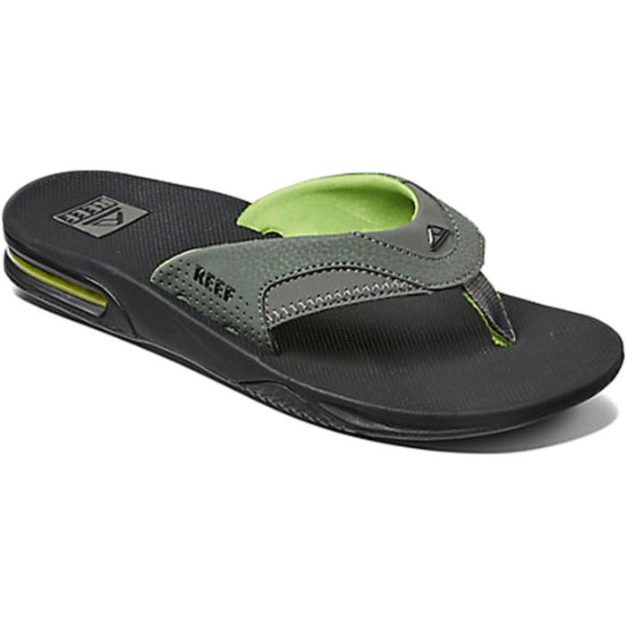 Reef Fanning Bottle Opener Flip Flops BLACK GREEN R02026